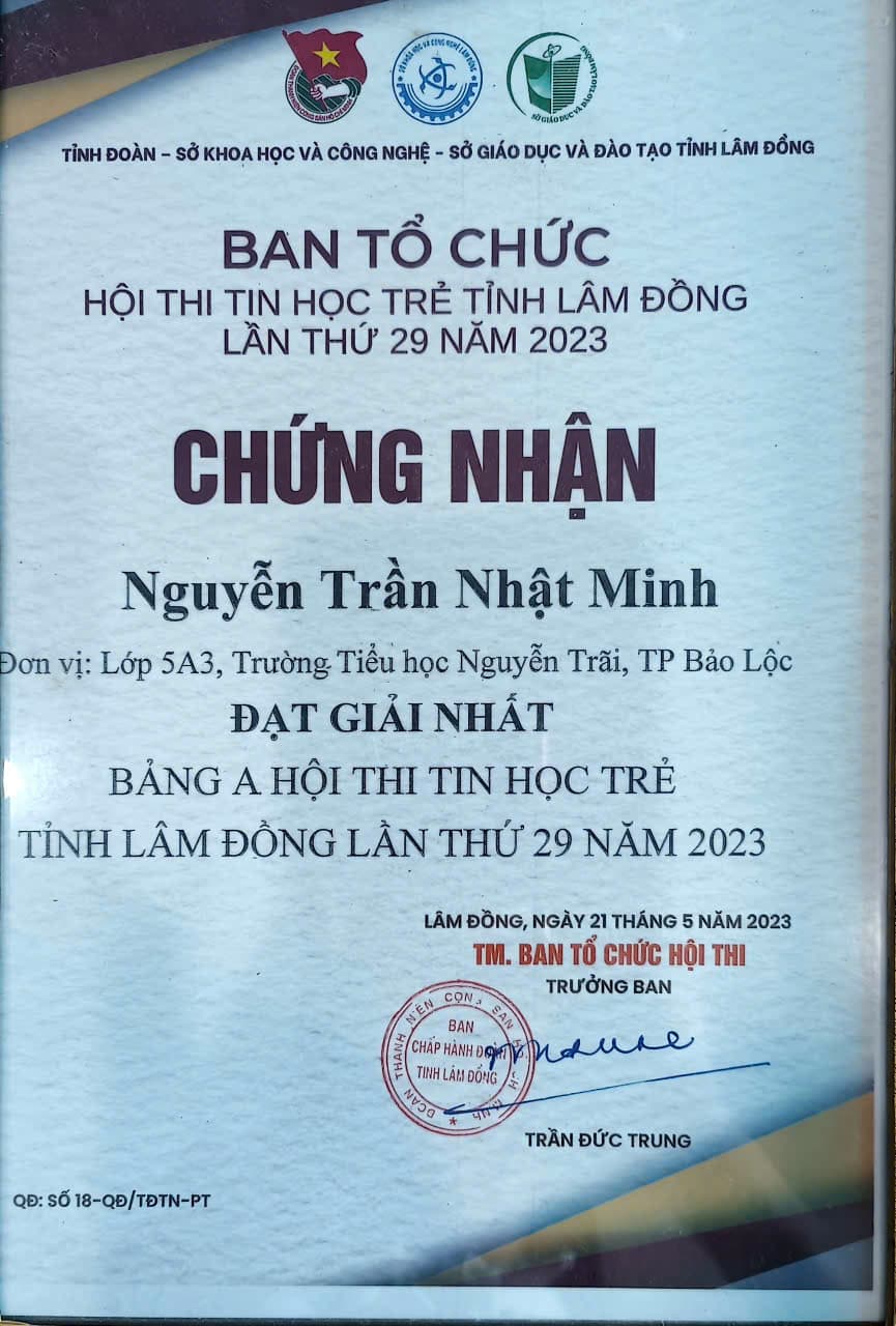 1st Prize - Provincial Youth Informatics