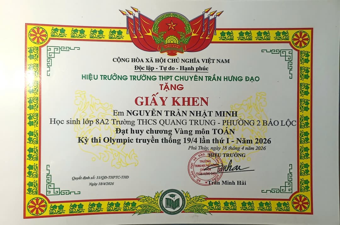 Gold Medal - 1st Traditional Olympic Mathematics Contest (April 19th)